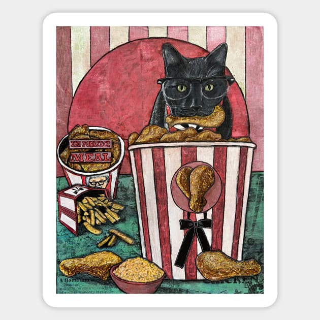 Chicken Lovin’ Cat Sticker by Artladyjen